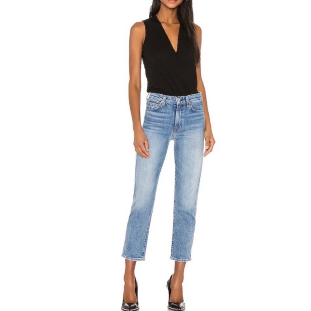 7 For All Mankind High Rise Crop Straight Leg Jeans
